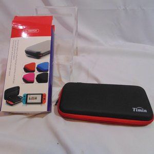 Timin Nintendo switch hard zip case Black with red trim